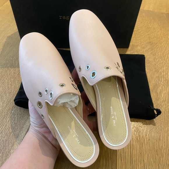 Rag & Bone Luis Mules in Nude Grommet - Picture 5 of 10